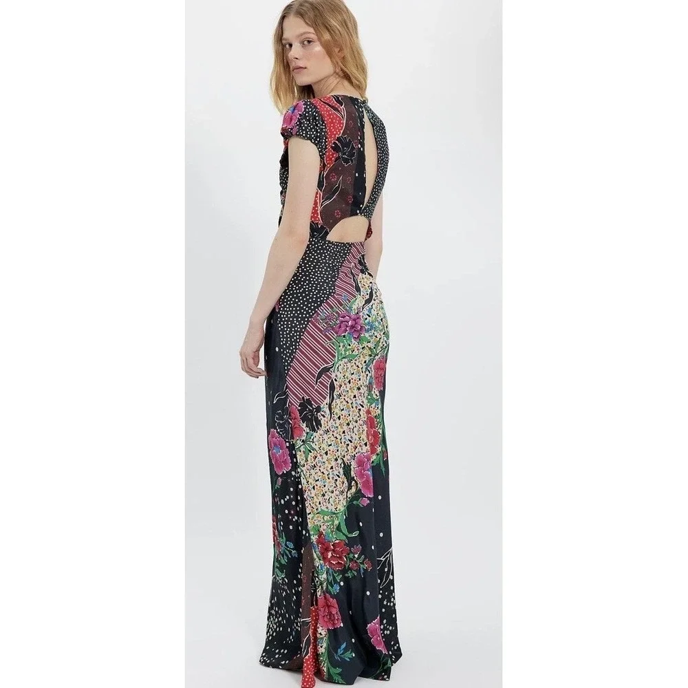 Free People Echo Chamber Maxi Dress Floral Size S Sundress Boho chic Patchwork